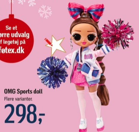 omg sportsdukke, set i føtex