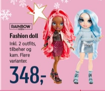 Rainbow fashion doll, set i føtex